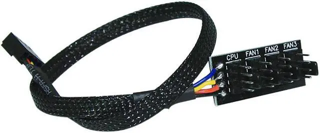 Alt view image 3 of 5 - Black Sleeved Jacket 30cm 1 to 4 4-pins Molex TX4 PWM CPU Cooler / Case / Chasis Cooling Fan Power Cable Hub Splitter Adapter