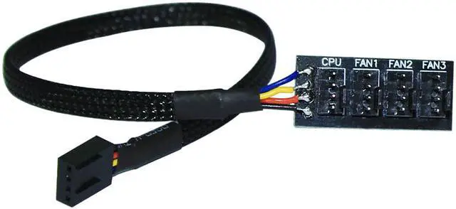 Main image of Black Sleeved Jacket 30cm 1 to 4 4-pins Molex TX4 PWM CPU Cooler / Case / Chasis Cooling Fan Power Cable Hub Splitter Adapter