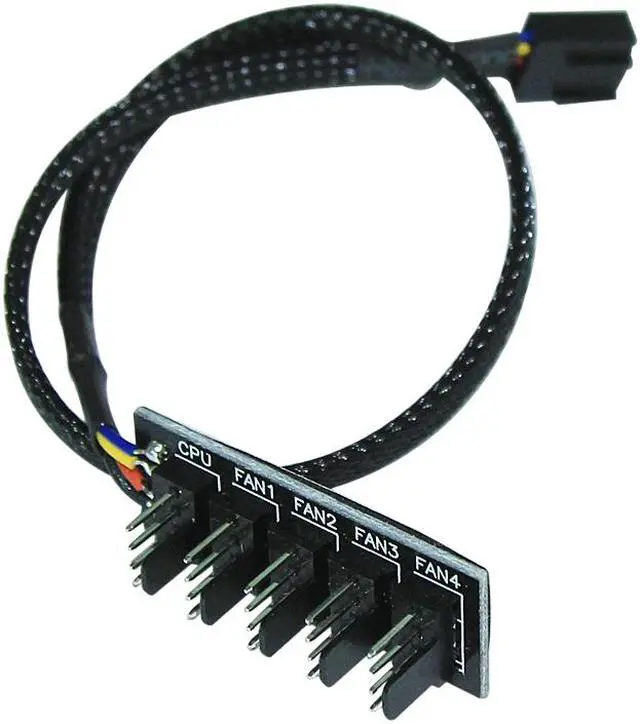 Alt view image 3 of 4 - Black Sleeved Jacket 30cm 1 to 5 4-pins Molex TX4 PWM CPU Cooler / Case / Chasis Cooling Fan Power Cable Hub Splitter Adapter