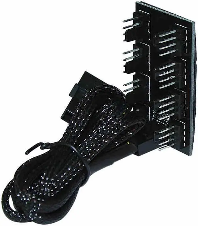 Alt view image 2 of 5 - Black Sleeved 50cm 8 x PWM 4pin CPU Cooler / Case / Chasis Cooling Fan Power Cable Hub Splitter Adapter,Power by IDE Molex 4pin