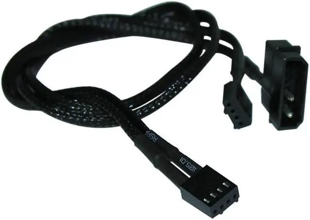 Alt view image 4 of 5 - Black Sleeved 50cm 8 x PWM 4pin CPU Cooler / Case / Chasis Cooling Fan Power Cable Hub Splitter Adapter,Power by IDE Molex 4pin