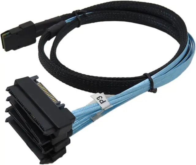 Main image of 1Meter Internal 36 Pin Mini SAS SFF-8087 Host/Controller  to 4x SAS 29Pin SFF-8482 Target/Backplane Hard Disk ,Power by SATA 15pin