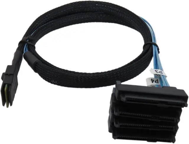 Alt view image 4 of 6 - 1Meter Internal 36 Pin Mini SAS SFF-8087 Host/Controller  to 4x SAS 29Pin SFF-8482 Target/Backplane Hard Disk ,Power by SATA 15pin