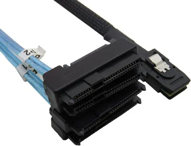Alt view image 3 of 6 - 1Meter Internal 36 Pin Mini SAS SFF-8087 Host/Controller  to 4x SAS 29Pin SFF-8482 Target/Backplane Hard Disk ,Power by SATA 15pin