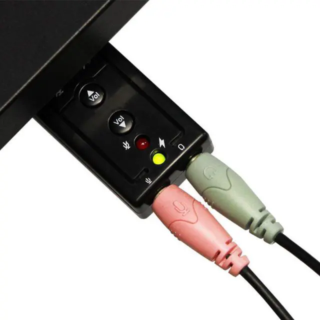 Alt view image 3 of 6 - USB Sound Adapter,7.1-Channel USB 2.0 External Sound Card w/3.5mm Headphone and Microphone Jack ,USB 2.0 to Stereo Mic Converter