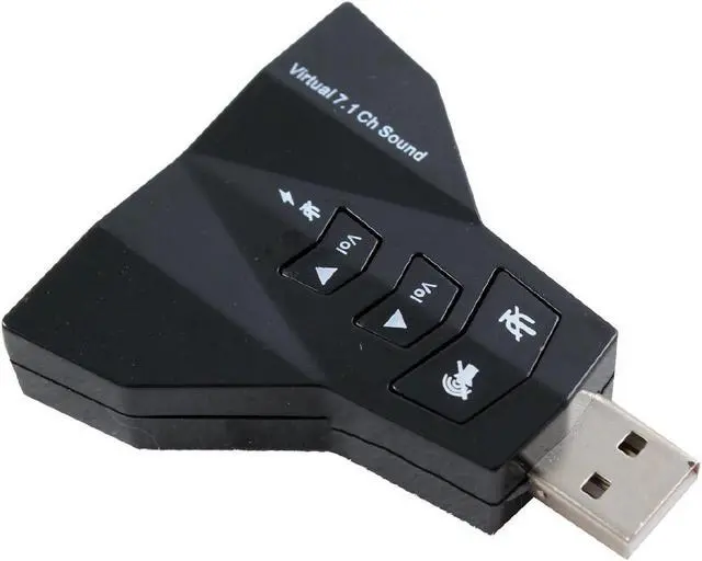 Alt view image 2 of 5 - 7.1 Channel USB 2.0 External Sound Card w/Dual 3.5mm Headset and Microphone Jack Interface,Laptop USB Stereo Mic Audio Adapter