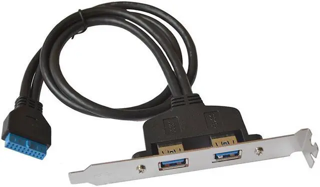 Main image of 50cm Dual Port USB 3.0 to Motherboard Mainboard 20pin Header Adapter Cable w/ Rear PCI Bracket Panel,20-pins to 2 X USB A Female