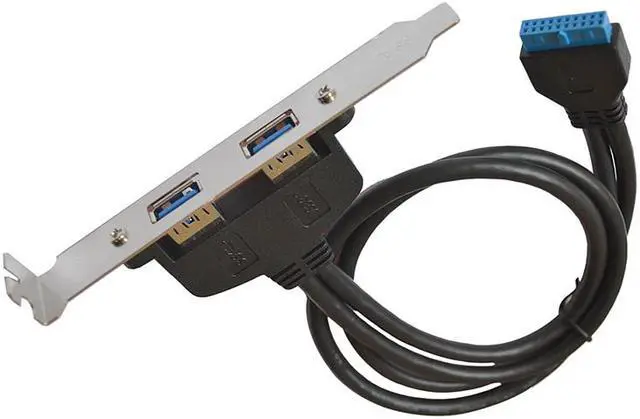 Alt view image 2 of 4 - 50cm Dual Port USB 3.0 to Motherboard Mainboard 20pin Header Adapter Cable w/ Rear PCI Bracket Panel,20-pins to 2 X USB A Female