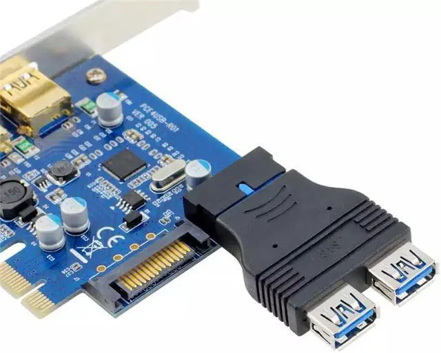 Alt view image 5 of 5 - Dual Port USB 3.0 to Motherboard Mainboard Internal 20pin /19pin Header Adapter ,20-pins to 2 X USB A Female Connector