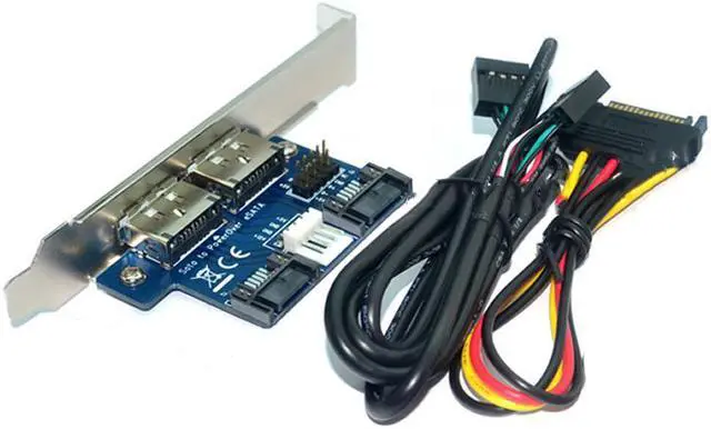 Alt view image 3 of 6 - Desktop 2 Ports SATA to Power eSATA eSATAp 9Pin to USB 2.0 Converter Power by SATA 15pin w/full Profile Bracket Expansion Card