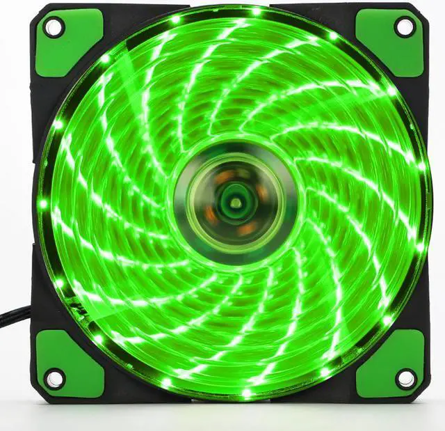 Main image of 120mm PC Computer 16dB Ultra Silent 15 LEDs Case Fan Heatsink Cooler Cooling w/ Anti-Vibration Rubber,12CM Fan,12VDC TX 3Pin and Molex 4pin