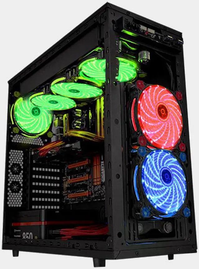 Alt view image 4 of 4 - 120mm PC Computer 16dB Ultra Silent 15 LEDs Case Fan Heatsink Cooler Cooling w/ Anti-Vibration Rubber,12CM Fan,12VDC TX 3Pin and Molex 4pin