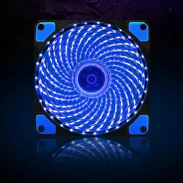 Main image of 120mm PC Computer 16dB Ultra Silent 33 LEDs Case Fan Heatsink Cooler Cooling w/ Anti-Vibration Rubber,12CM Fan,12VDC 3P IDE 4pin