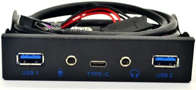 Alt view image 4 of 7 - Internal USB 3.1 Gen 1 Type C + 2 x USB 3.0 Port Hub Front Panel w/ HD Audio Mic Jack for Desktop PC Case 3.5" Floppy Bay Mount