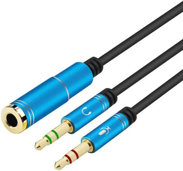 Alt view image 4 of 4 - 3.5mm Headphone Stereo Audio Mic Y Splitter,Dual 3.5 mm  Plug (Audio + Microphone) to 4 Pole Comob Jack Aux Adapter for 4 pin 3.5mm Plug Smartphone Earphone