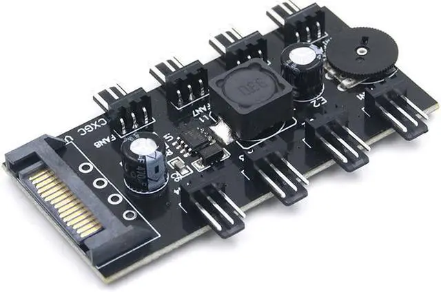 Main image of 8 Channel Computer PC Case CPU Cooler 3pin cooling fan speed temperature controller, 8 Way 3 pin Fan Hub Power Supply Splitter by SATA 15pin