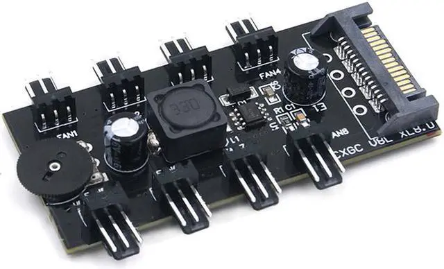 Alt view image 2 of 3 - 8 Channel Computer PC Case CPU Cooler 3pin cooling fan speed temperature controller, 8 Way 3 pin Fan Hub Power Supply Splitter by SATA 15pin