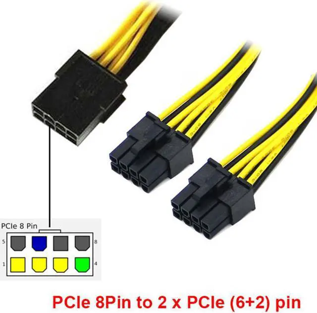 Alt view image 2 of 5 - 8 inch PC Power Supply PCI e Molex 8 pin to Dual PCIe 8pin 6+2pin PCI Express Power Splitter Cable for Bitcoin Litecoin RIG Miner