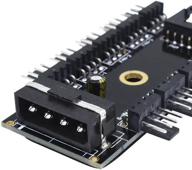 Alt view image 4 of 5 - EN-Labs PC Case PWM 4 Pin Fan Hub, 1 to 10 4Pin/3Pin Chassis Cooler Splitter - CPU Cooling 10 Port 12V Molex IDE to Fan-Header with 4 Pin PWM Controller  - 1.64FT RPM & PWM controller Cable Included