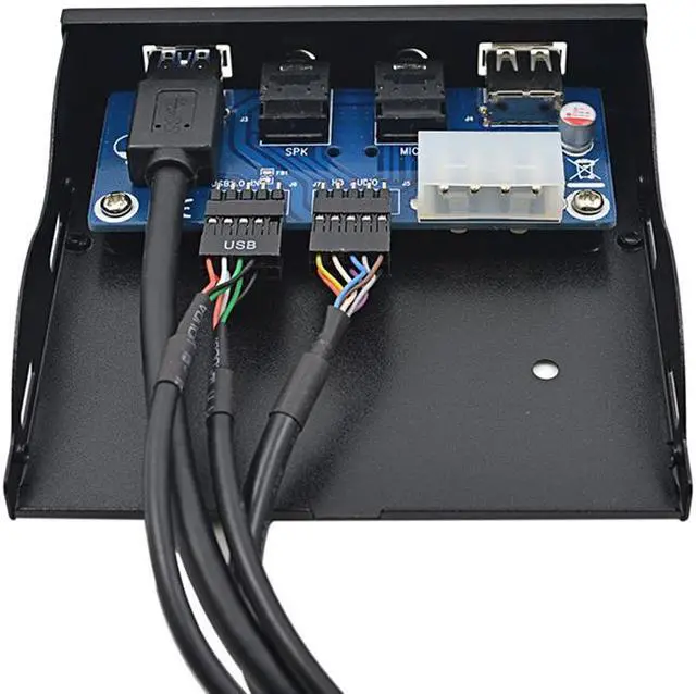 Alt view image 6 of 6 - USB 3.0 + USB 2.0 2-Port 3.5 Inch Metal Front Panel Hub w/ HD Audio Output Port & Microphone Input,USB 20-pin & 10-pin to USB Type-A Femal Adapter Cable w/ 3.5" Floppy Bay Bracket