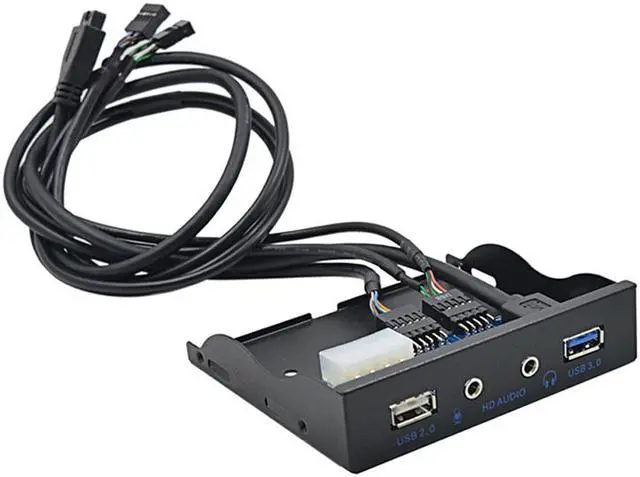 Alt view image 4 of 6 - USB 3.0 + USB 2.0 2-Port 3.5 Inch Metal Front Panel Hub w/ HD Audio Output Port & Microphone Input,USB 20-pin & 10-pin to USB Type-A Femal Adapter Cable w/ 3.5" Floppy Bay Bracket