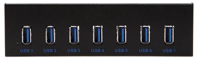 Alt view image 2 of 6 - 7 Port USB 3.0 5.25" Internal CD-ROM Bay Front Panel USB Hub,7 x USB 3.0 Type A Female to Motherboard USB 20 pin Hub Splitter Adapter w/ 5.25 inch Metal Bracket