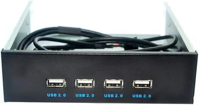 Alt view image 3 of 5 - 4 Port USB 2.0 5.25" Internal CD-ROM Bay Front Panel USB Hub,4 X USB 2.0 Type A Female to Motherboard USB 9 pin Splitter Adapter w/ 5.25 inch Metal Bracket