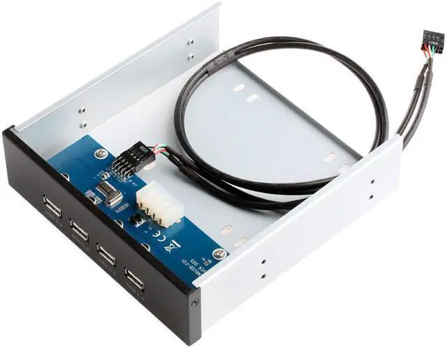 Alt view image 2 of 5 - 4 Port USB 2.0 5.25" Internal CD-ROM Bay Front Panel USB Hub,4 X USB 2.0 Type A Female to Motherboard USB 9 pin Splitter Adapter w/ 5.25 inch Metal Bracket