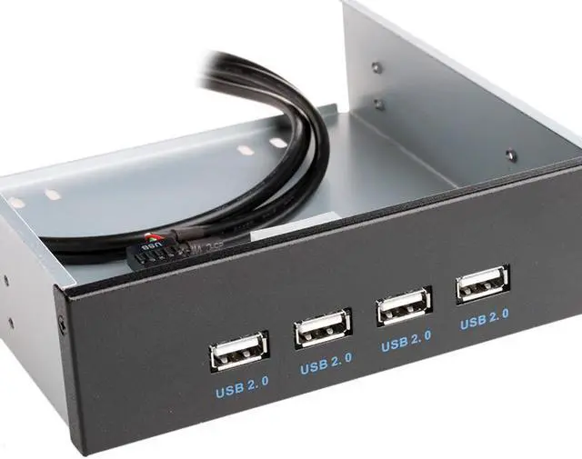 Alt view image 4 of 5 - 4 Port USB 2.0 5.25" Internal CD-ROM Bay Front Panel USB Hub,4 X USB 2.0 Type A Female to Motherboard USB 9 pin Splitter Adapter w/ 5.25 inch Metal Bracket