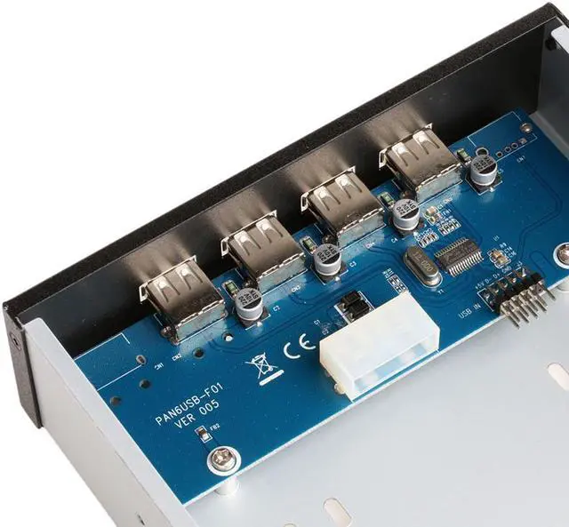 Alt view image 5 of 5 - 4 Port USB 2.0 5.25" Internal CD-ROM Bay Front Panel USB Hub,4 X USB 2.0 Type A Female to Motherboard USB 9 pin Splitter Adapter w/ 5.25 inch Metal Bracket