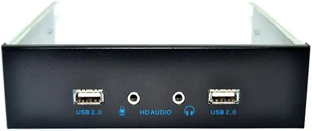 Alt view image 2 of 5 - 5.25 Inch Front Panel 2 Port USB 2.0 Hub w/ HD Audio Output Port & Microphone Input,USB 9-pin to 2 x USB 2.0 Type-A Female Splitter Adapter Cable w/ 5.25" CD-ROM Bay Bracket