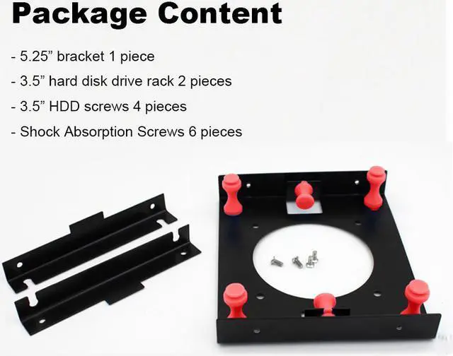 Alt view image 7 of 7 - Black 3.5 " SATA HDD to 5.25" Bay Hard Disk Drive Shock Absorption Bracket converter mounting kit w/ w 8cm Fan Space