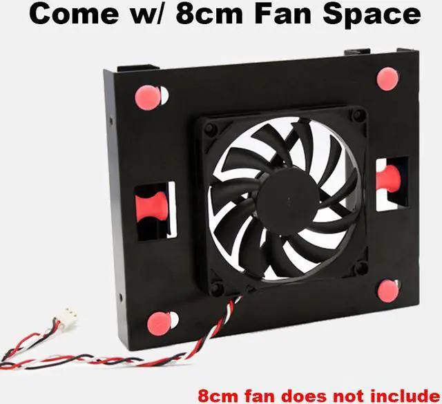Alt view image 6 of 7 - Black 3.5 " SATA HDD to 5.25" Bay Hard Disk Drive Shock Absorption Bracket converter mounting kit w/ w 8cm Fan Space