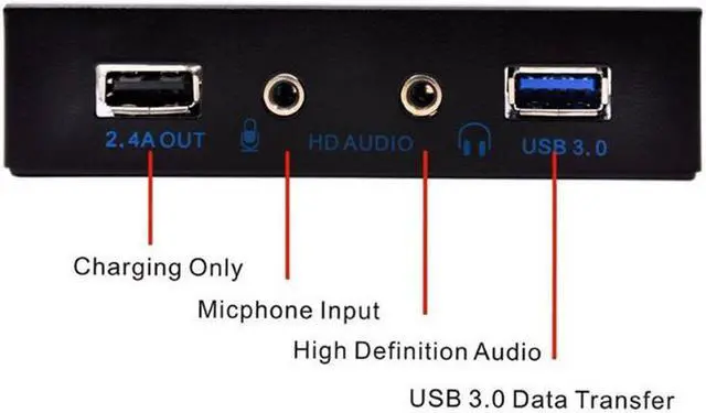 Alt view image 5 of 7 - USB 3.0 + USB 5V/2.4A Charge Port 3.5 Inch Front Panel Hub w/ HD Audio Output Port & Microphone Input,USB 20-pin to Type-A Female Adapter Cable w/ 3.5" Floppy Bay Bracket,BC 1.2 5V/ 2.4A Charging