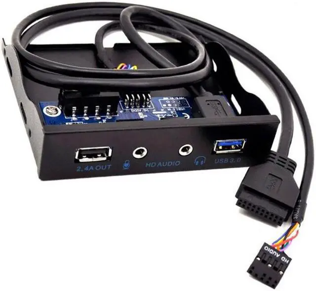 Alt view image 2 of 7 - USB 3.0 + USB 5V/2.4A Charge Port 3.5 Inch Front Panel Hub w/ HD Audio Output Port & Microphone Input,USB 20-pin to Type-A Female Adapter Cable w/ 3.5" Floppy Bay Bracket,BC 1.2 5V/ 2.4A Charging