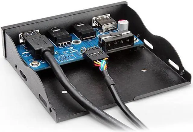 Alt view image 4 of 7 - USB 3.0 + USB 5V/2.4A Charge Port 3.5 Inch Front Panel Hub w/ HD Audio Output Port & Microphone Input,USB 20-pin to Type-A Female Adapter Cable w/ 3.5" Floppy Bay Bracket,BC 1.2 5V/ 2.4A Charging