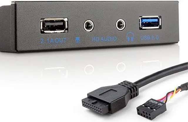Alt view image 6 of 7 - USB 3.0 + USB 5V/2.4A Charge Port 3.5 Inch Front Panel Hub w/ HD Audio Output Port & Microphone Input,USB 20-pin to Type-A Female Adapter Cable w/ 3.5" Floppy Bay Bracket,BC 1.2 5V/ 2.4A Charging