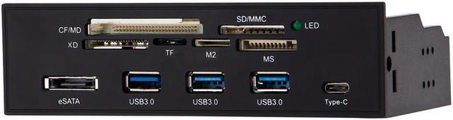 Alt view image 2 of 7 - 5.25 inch PC Computer Front panel All-in-1 Multifunction USB 2.0 card reader with 3 ports USB3.0,Type-C, eSATA ,Support MD,SD/MMC,XD,TF,M2,MS,64G CF card (STW-3125)