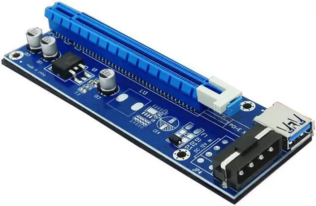 Alt view image 3 of 6 - PCIe 1x to 16x PCI Express Extender Powered Riser Card,Ethereum Mining ETH GPU Riser Adapter Power by PCIe 6pin w/ 60cm USB 3.0 Cable& SATA to 4Pin Power cable