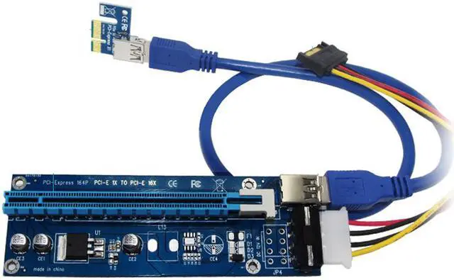 Alt view image 4 of 6 - PCIe 1x to 16x PCI Express Extender Powered Riser Card,Ethereum Mining ETH GPU Riser Adapter Power by PCIe 6pin w/ 60cm USB 3.0 Cable& SATA to 4Pin Power cable