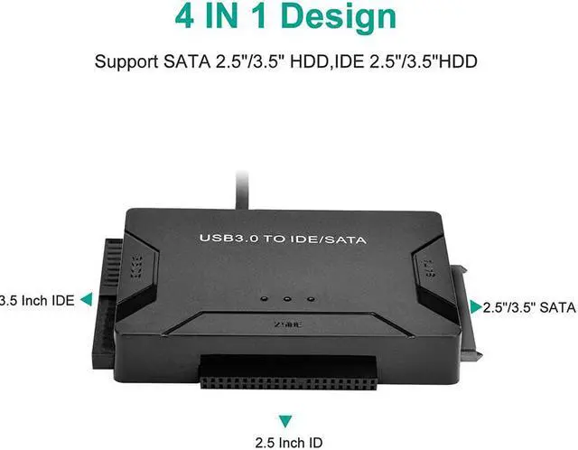 Alt view image 5 of 7 - USB 3.0 to IDE/SATA Converter Adapter Combo with Power Switch for 2.5"/3.5"SATA /IDE/SSD Hard Drive Disks, Support 6TB, Include 12V 2APower Adapter & USB 3.0 Cable for Laptop