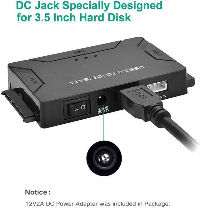 Alt view image 7 of 7 - USB 3.0 to IDE/SATA Converter Adapter Combo with Power Switch for 2.5"/3.5"SATA /IDE/SSD Hard Drive Disks, Support 6TB, Include 12V 2APower Adapter & USB 3.0 Cable for Laptop