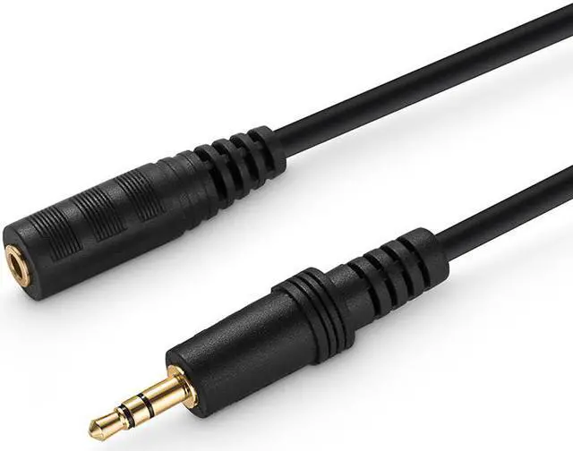 Main image of 6FT 3.5mm Stereo 3 Position Male to Female AUX Audio Extension Cable for Computer PC Headphone Laptop Tablet,Speaker,Amplifier - Black