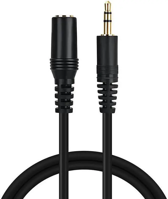Alt view image 2 of 3 - 6FT 3.5mm Stereo 3 Position Male to Female AUX Audio Extension Cable for Computer PC Headphone Laptop Tablet,Speaker,Amplifier - Black