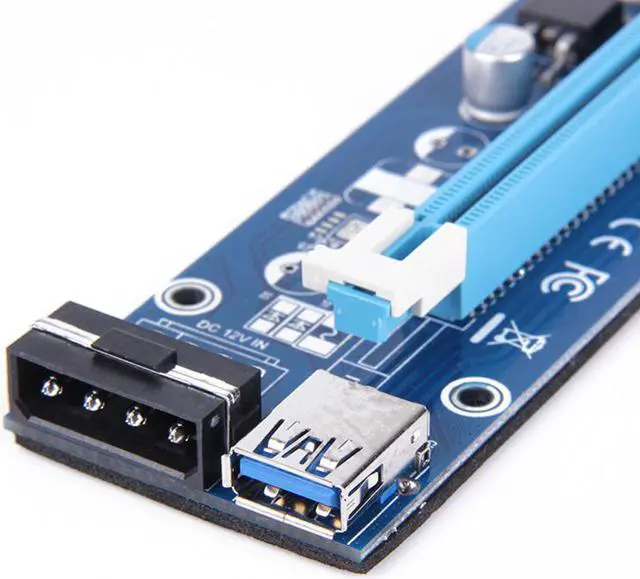 Alt view image 4 of 6 - 10-Pack ITHOO Molex 4pin Powered PCI-E PCI Express Extender Riser Cable- VER 006S Raiser Card- 1X to 16X PCIE USB 3.0 Adapter Card w/ 2ft USB Extension Cable - GPU Graphic Card Crypto Currency Mining