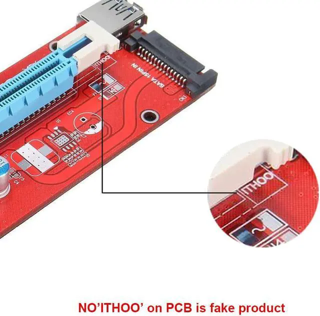 Alt view image 3 of 6 - 10-Pack ITHOO SATA Powered PCI-E PCI Express Extender Riser Cable- VER 007S - 1X to 16X PCIE USB 3.0 Adapter Card w/ 2ft USB Extension Cable - GPU Graphic Card Crypto Currency Mining