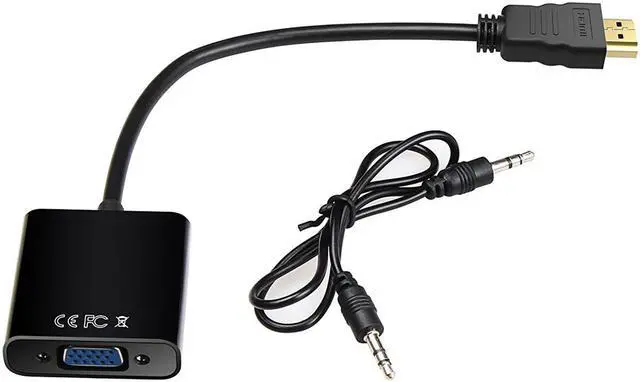 Alt view image 2 of 5 - Enlabs ADHD2VGAABK 8 inch HDMI-compatible to VGA, Gold Plated High-Speed 1080P Active HDTV to VGA adapter Converter Male to Female with 3.5mm Stereo Audio - Black,1080p - 1920 x 1200 VGA Monitor PC