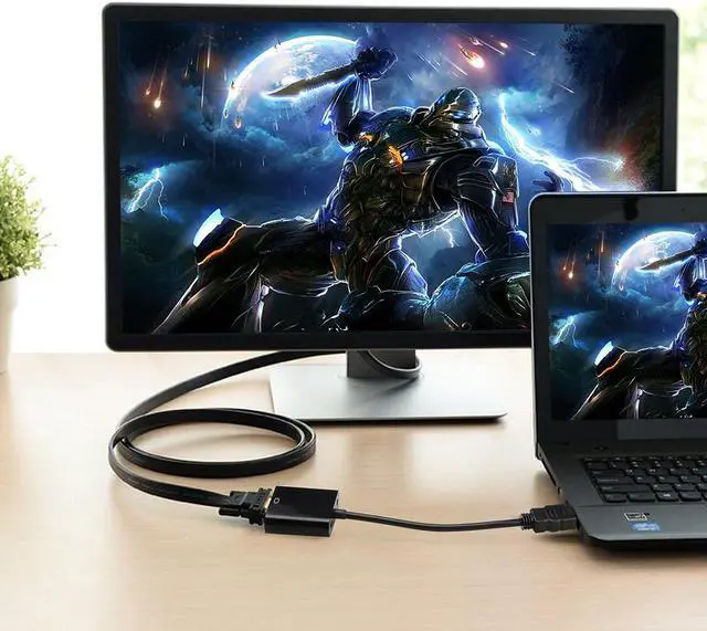 Alt view image 5 of 5 - Enlabs ADHD2VGAABK 8 inch HDMI-compatible to VGA, Gold Plated High-Speed 1080P Active HDTV to VGA adapter Converter Male to Female with 3.5mm Stereo Audio - Black,1080p - 1920 x 1200 VGA Monitor PC