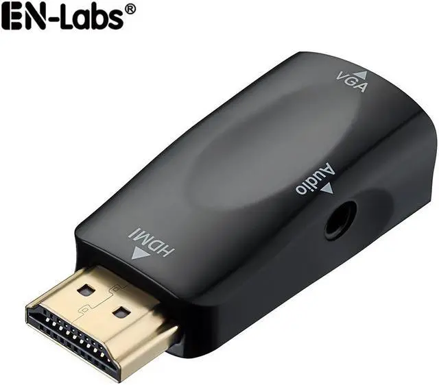 Main image of EnLabs CNHD2VGABK Gold-Plated HDMI-compatible to VGA Converter Adapter w/ 3.5mm Audio Port for PC, Laptop, DVD, Desktop and other HDMI-compatible Input to VGA output Devices - Black- 1920x1080p