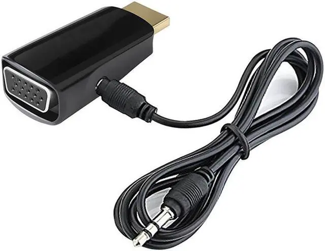 Alt view image 2 of 5 - EnLabs CNHD2VGABK Gold-Plated HDMI-compatible to VGA Converter Adapter w/ 3.5mm Audio Port for PC, Laptop, DVD, Desktop and other HDMI-compatible Input to VGA output Devices - Black- 1920x1080p